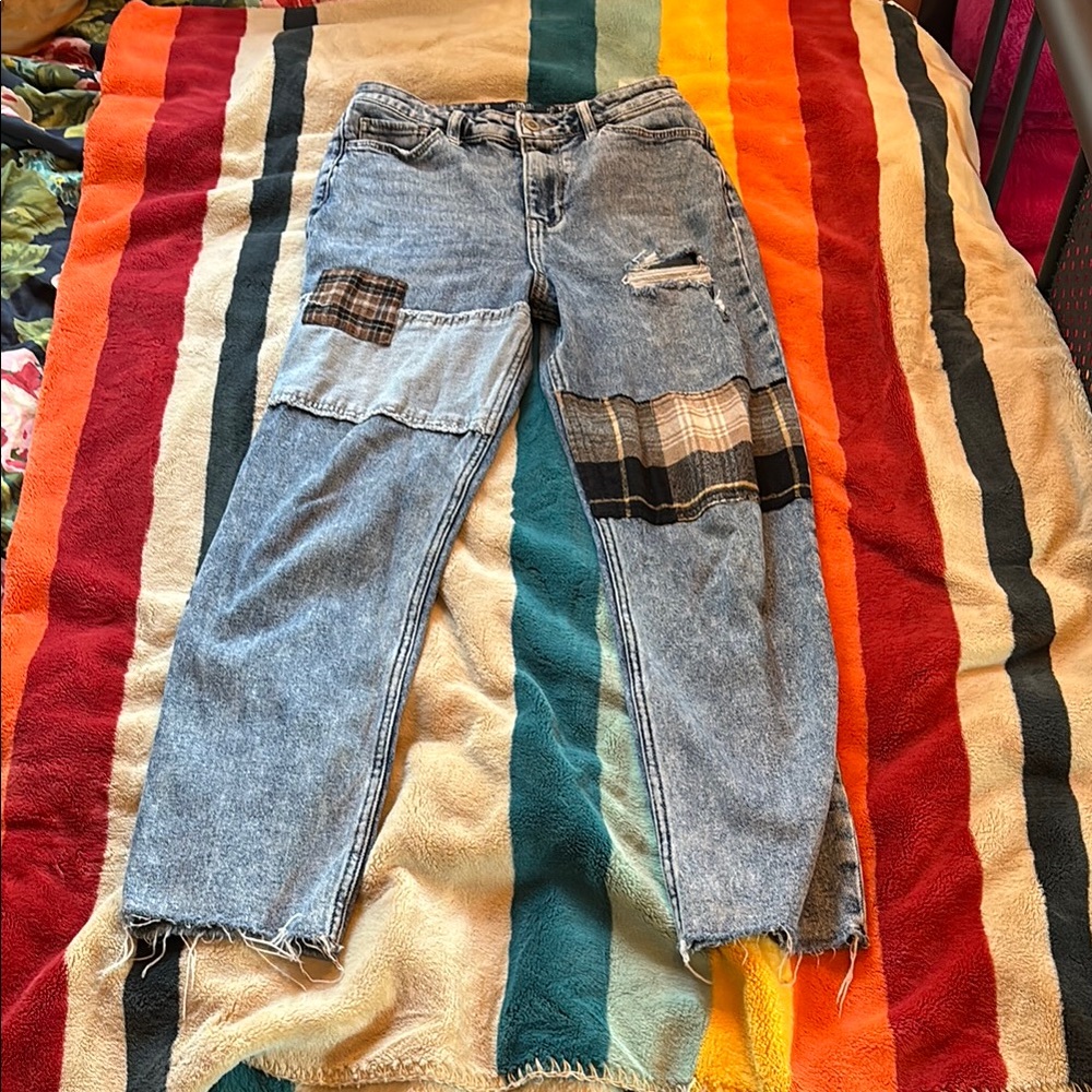 Hollister Blue Relaxed Patchwork Jeans